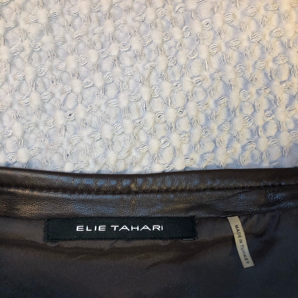 Elie Tahari dark brown leather midi skirt - Picture 4 of 4